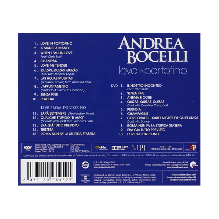 BOCELLI ANDREA - LOVE IN PORTOFINO - 2CD