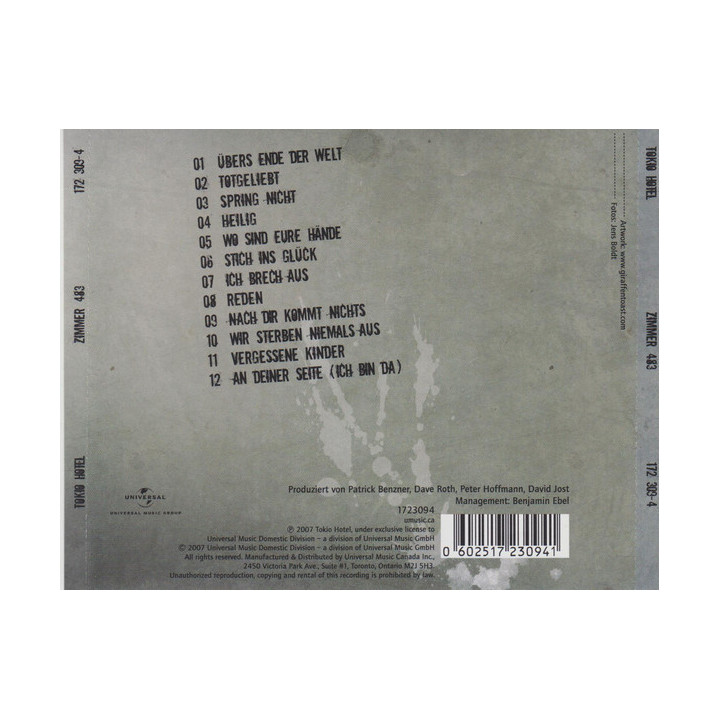 TOKIO HOTEL - ZIMMER 483 - 1CD