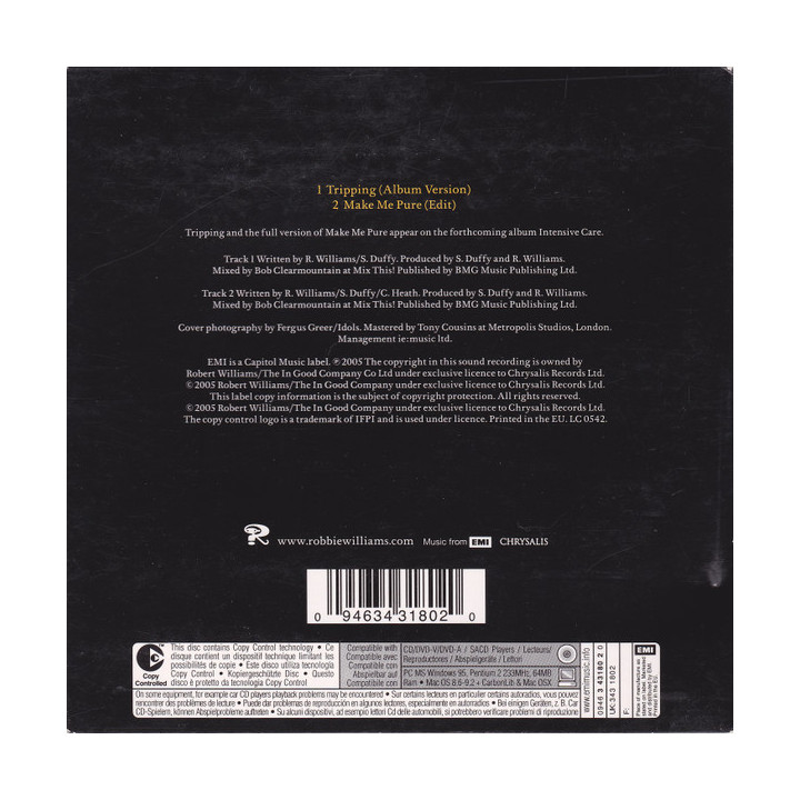 WILLIAMS ROBBIE - TRIPPING - 1CDS