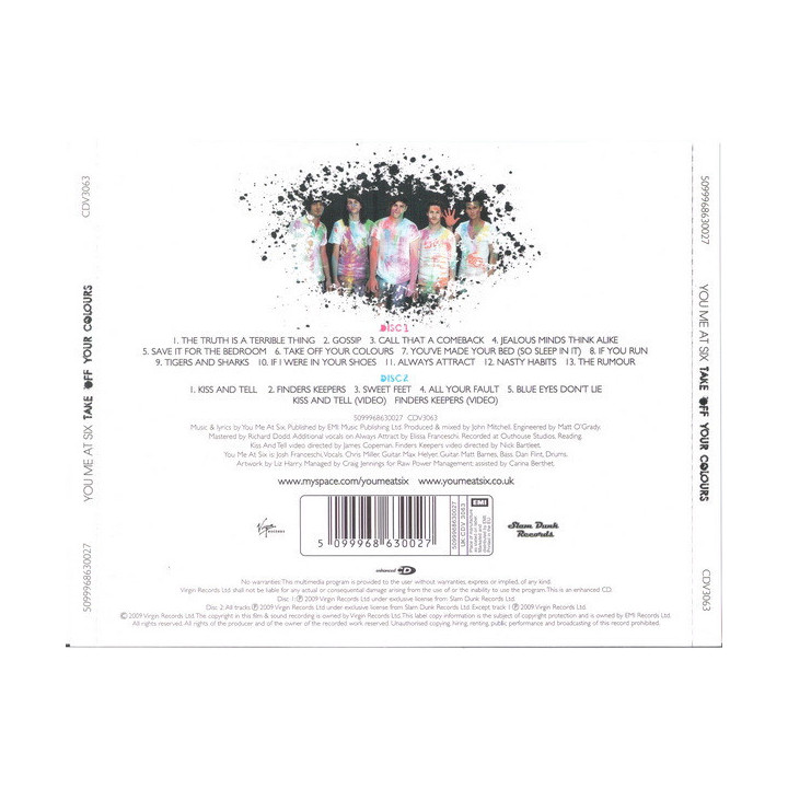 YOU ME AT SIX - TAKE OFF YOUR COLOURS - 2CD