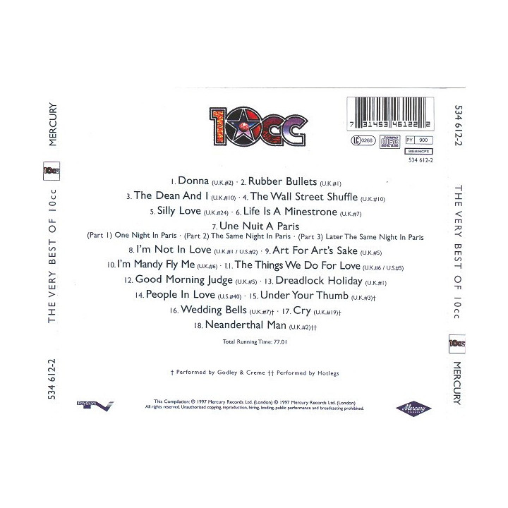 10CC - THE VERY BEST OF - 1CD