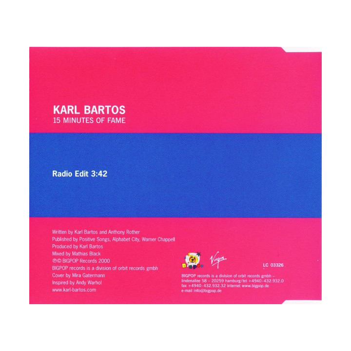 BARTOS KARL  - 15 MINUTES OF FAME - 1CD
