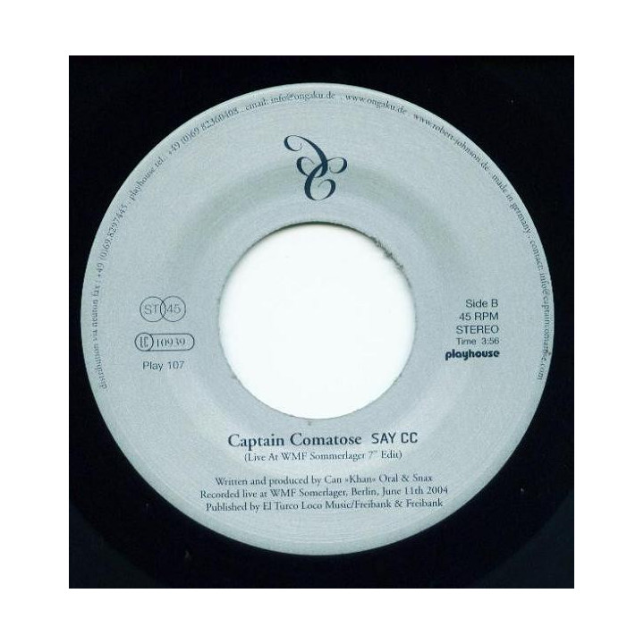 Captain Comatose - To My Song Vinyl, 7'', Limited Edition  1LP