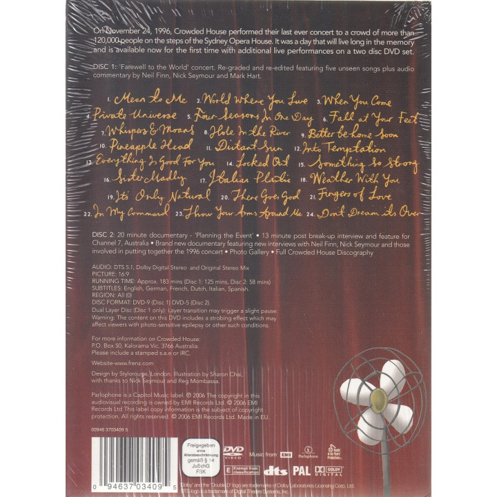 CROWDED HOUSE - FARAVEL TO THE WORLD/LIVE