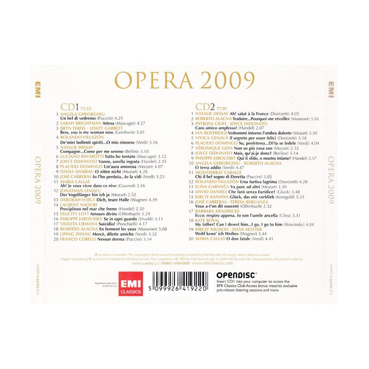 VARIOUS ARTISTS - OPERA 2009 - 2CD