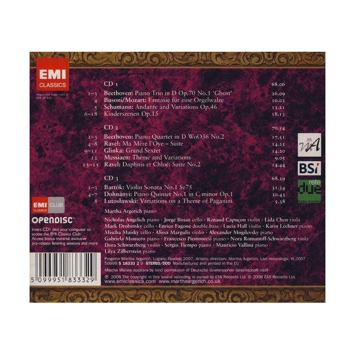 ARGERICH MARTHA - LIVE FROM THE LUGANO FESTIVAL 2007 - 3CD