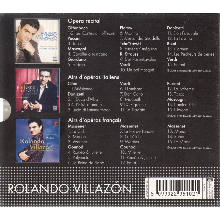 VILLAZON ROLANDO - OPERA RECITAL + AIRS D' OPERAS IT + FRAN - 3CD