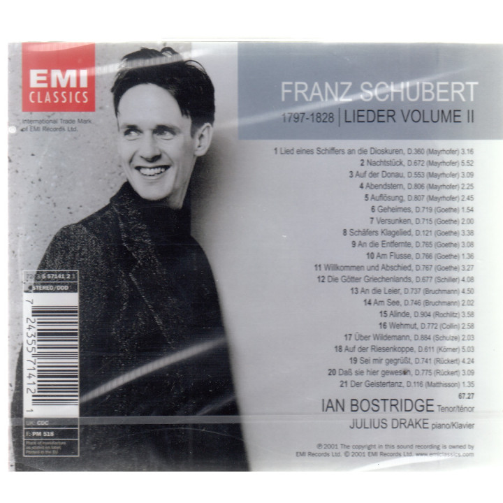 SCHUBERT/LIEDER          B3327 - IAN BOSTRIDGE/JULIUS DRAKE - 1CD