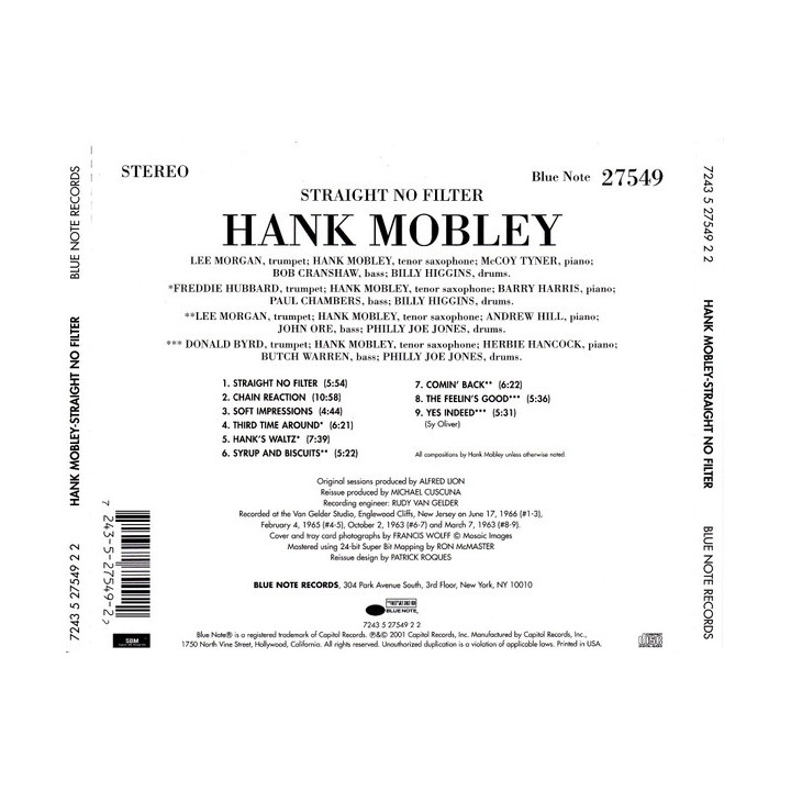 MOBLEY HANK - STRAIGHT NO FILTER