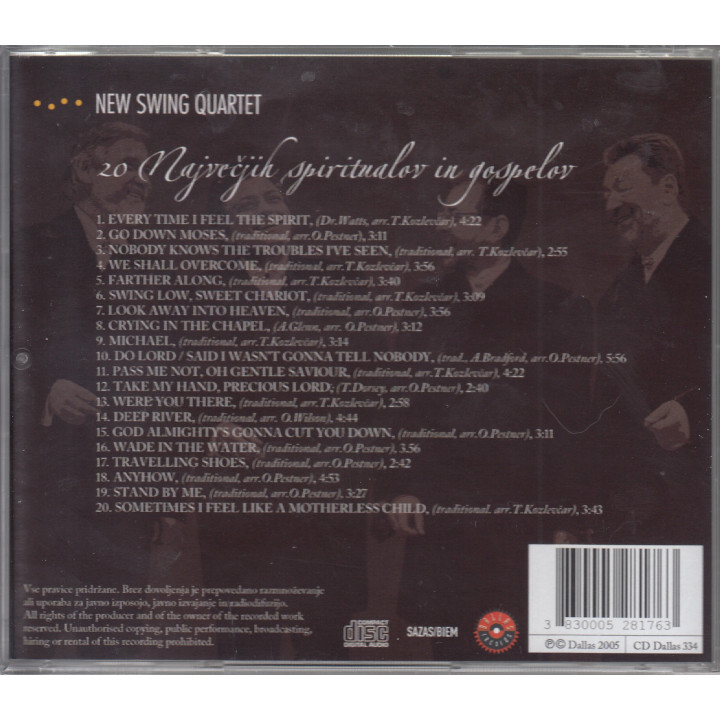 NEW SWING QUARTET- 20  NAJVEČJIH SPIRITUALOV IN GOSPELOV