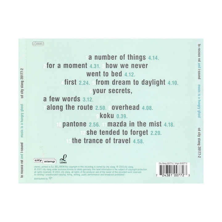 TO ROCOCO ROT & I SOUND - MUSIC IS A HUNGRY GHOST - 1CD
