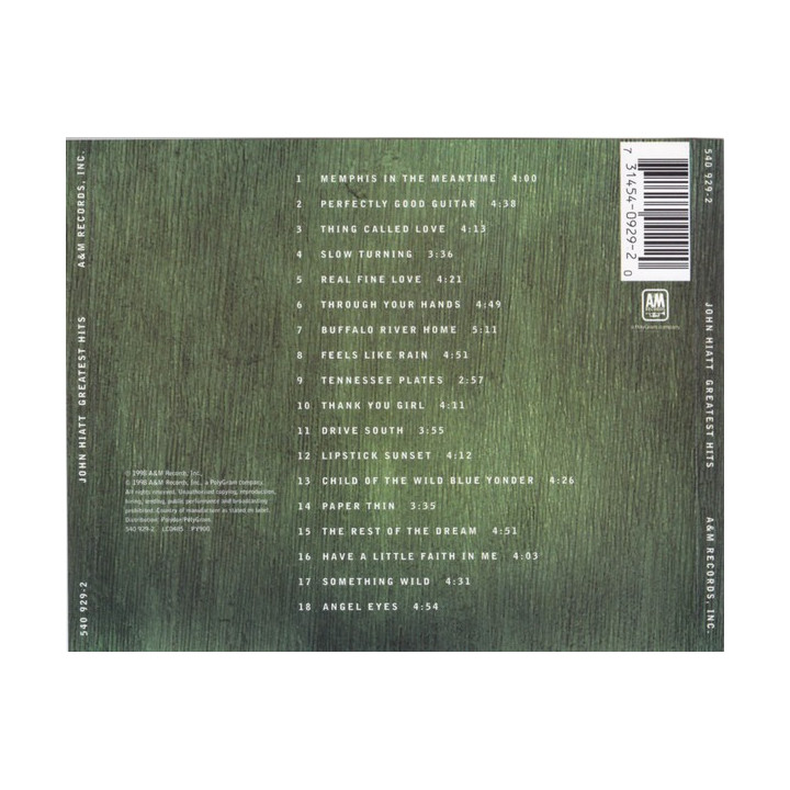 HIATT JOHN . - GREATEST HITS - 1CD