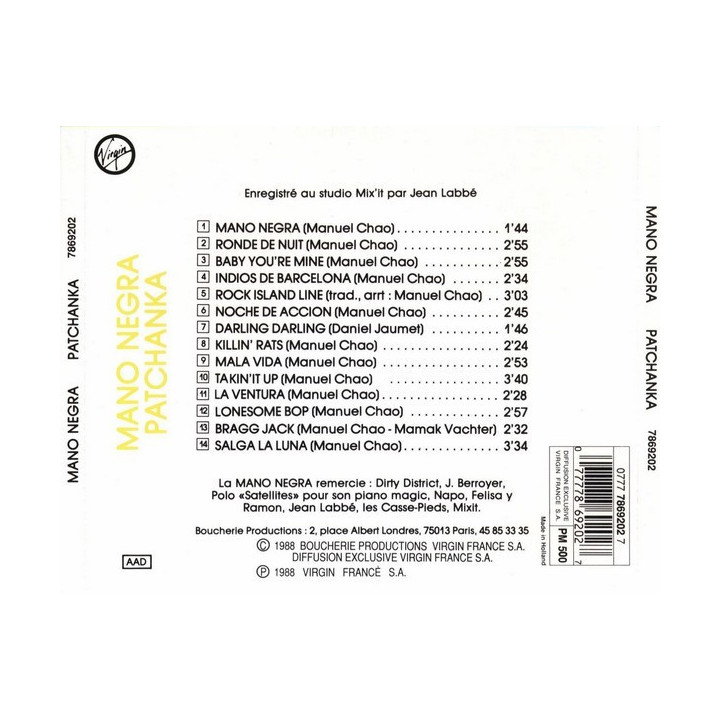 MANO NEGRA   - PATCHANKA - 1CD