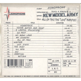 NEW MODEL ARMY  . - ALL OF THIS THE LIVE RARITIES - 1CD