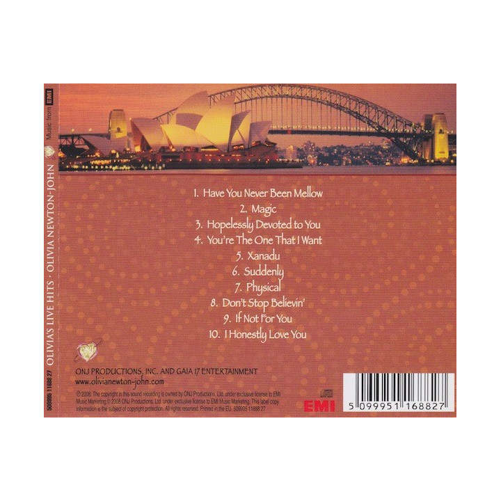 JOHN - OLIVIA'S LIVE HITS - 1CD