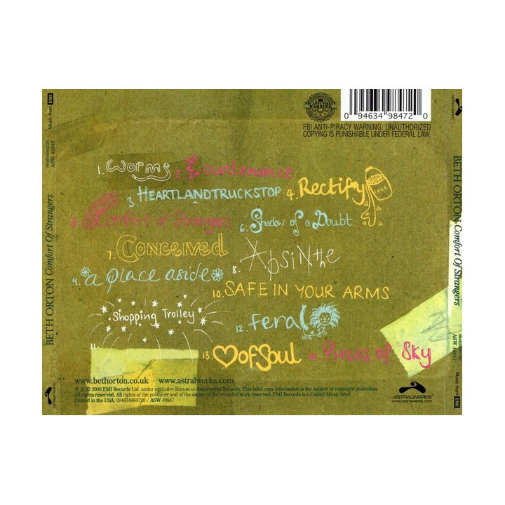 ORTON BETH   - COMFORT OF STRANGERS - 1CD