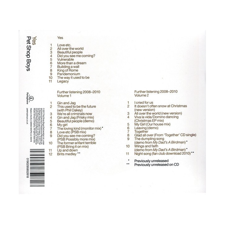 PET SHOP BOYS - YES - 1CD