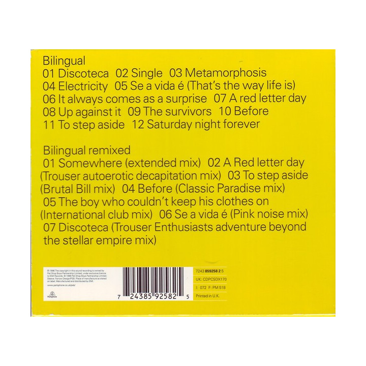 PET SHOP BOYS - BILINGUAL SP.EDITION - 2CD