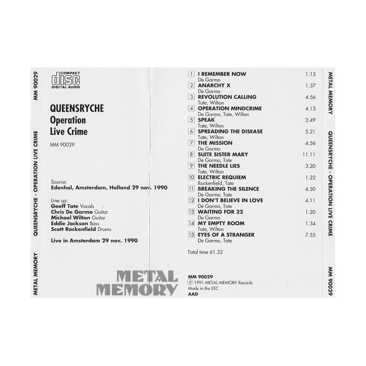 QUEENSRYCHE - OPERATION:LIVE CRIME - 1CD