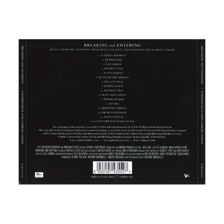 UNDERWORLD AND GABRIEL YARED - BREAKING AND ENTERING - 1CD