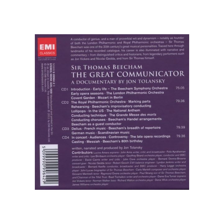 THOMAS BEECHAM - THE GREAT COMMUNICATOR - CD